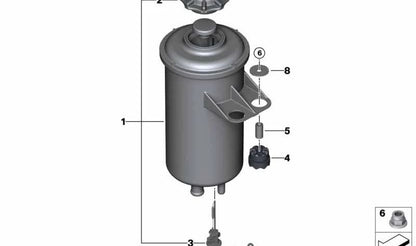 Tapa depósito dirección asistida OEM 32411092649 para BMW E46, E60, E61, E63, E64, E38, E65, E66, E70, F15, F85, E71, F16, F86. Original BMW.