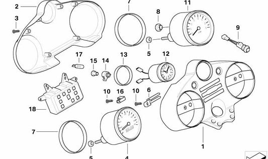 Bulbe 12V 1.7W OEM 6213766011 pour BMW Motorrad R 1200 C (R259) et R 1200 CL (RK30). Compatible avec des images d'instruments. BMW original Motorrad.