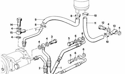 Conector hidráulico dirección OEM 32411117819 para BMW E12, E28, E24. Original BMW.