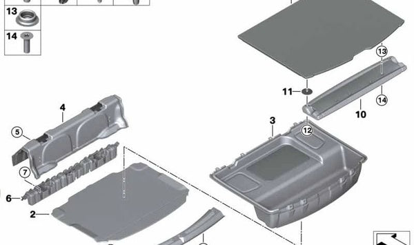 Protector embellecedor de maletero OEM 51477389140 para MINI F60 (Cooper y variantes). Pieza original MINI. Ideal para proteger la zona de carga trasera del coche.