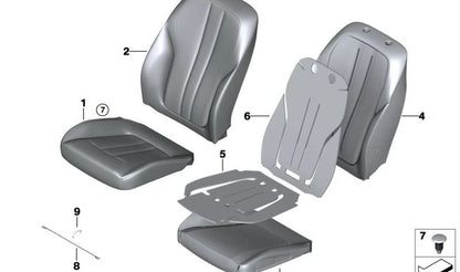 Funda respaldo asiento básico cuero izquierdo OEM 52107457677 para BMW Serie 5 G30, G31, G32... y más. Original BMW.