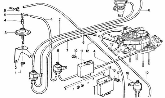 Válvula de control por vacío (Unterdruckdose) OEM 13211252253 para BMW E21, E12, 114, 1502, 1602, 2002 (todas las variantes). Original BMW.