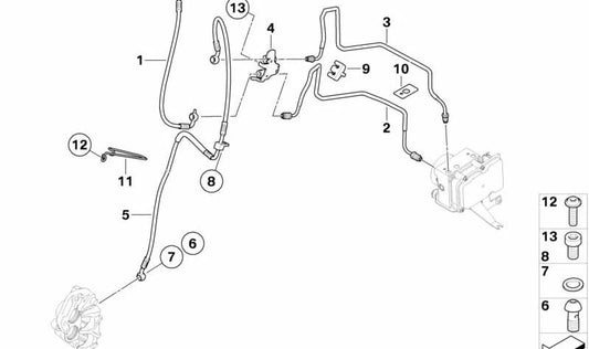Tubería de freno delantero OEM 34327700780 para motos BMW F650GS, F800GS. Original BMW Motorrad.