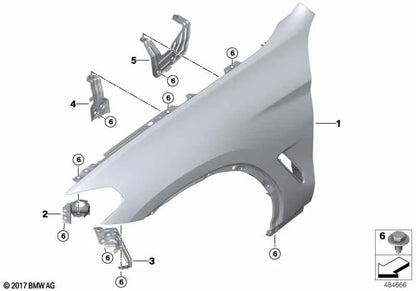 Soporte de pared lateral delantero derecho para BMW X3 F97, G01, G08; X4 F98, G02 (OEM 41357475796). Original BMW