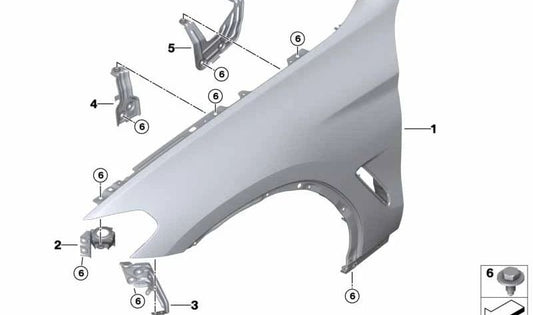 OEM 41357475801 Prise en charge du côté avant gauche pour BMW X3 G01, G01N, G08, G08E, G08F, G08N et X4 G02, G02N, F97, F97N, F98, F98N. BMW d'origine.