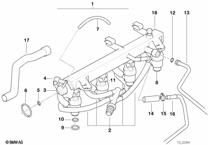 Tubo de retorno de combustível para BMW 3 E36 Series (OEM 1353173995). BMW original