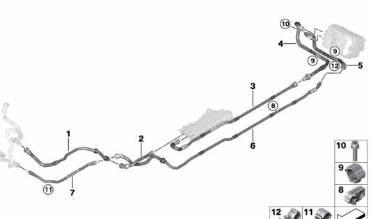 Tubo de alimentação de líquido de arrefecimento para BMW Série 3 F30N (OEM 17128616139). BMW original