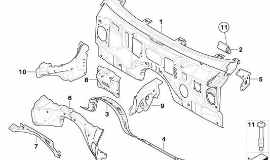 Panel frontal OEM 41127111804 para BMW E60, E61, E63, E64. Original BMW.