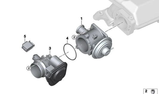 Valvola AGP per BMW 3 E90 Series, E91, E92, 5 E60 Series, E61, 6 E63, E64, X3 E83, X5 E70, X6 E71 (OEM 11717804352). BMW originale