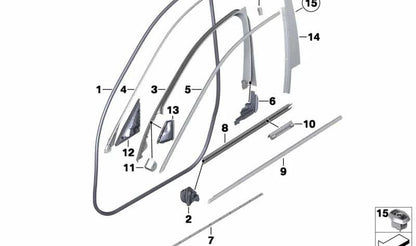 Junta exterior del triángulo del retrovisor derecho OEM 51337329754 para BMW F10, F11, F18. Original BMW.