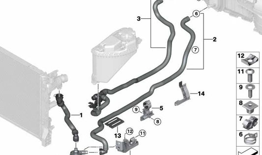 OEM Return Refrigerant Hose 64219868361 for BMW G30, G31, G11, G12, G14, G15, G16. Original BMW.