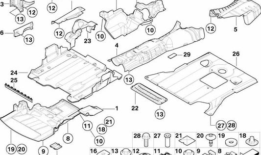 Proteção do compartimento do motor dianteiro com absorvente para BMW Série 3 E46 (OEM 51717039440). BMW original