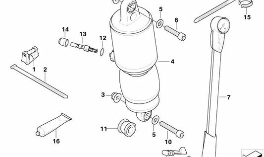 Amortiguador trasero OEM 33537679010 para motos BMW HP2 Enduro (K25). Original BMW Motorrad.