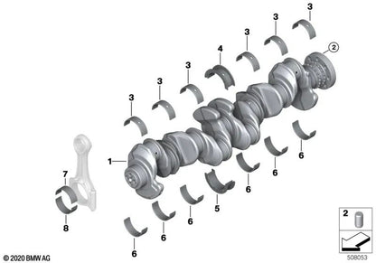 Cojinete de biela 3 (marrón) para BMW Serie 1 F20N, F21N, F40; Serie 2 F22, F22N, F23, F23N, F44, F45, F45N, F46, F46N, G42, G87, U06; Serie 3 F30, F30N, F31, F31N, F34, F34N, G20, G20N, G21, G21N, G28, G28N, G80, G81; Serie 4 F32, F32N, F33, F33N, F36, F