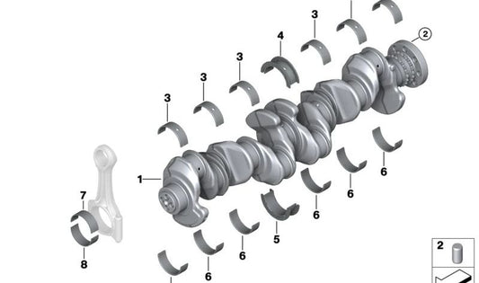 Rolamento de biela para BMW Série 1 F20N, F21N, F40, Série 2 F22, F23, F44, F45, F46, G42, U06, Série 3 F30, F31, F34, G20, G21, G28, Série 4 F32, F33, F36, G22, G23, G26, Série 5 F10N, F11N, G30, G31, G60, G61, Série 6 G32, Série 7 G11, G12, G70, Série 8