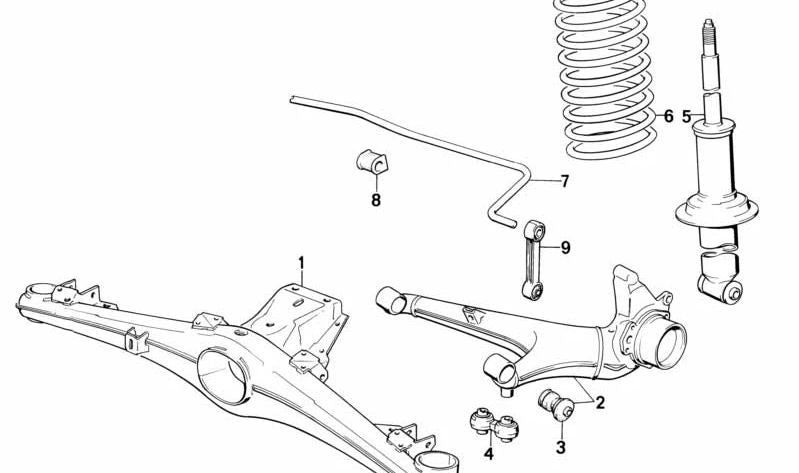 Exzentrische Kautschuklager für die BMW 7 E23 -Serie (OEM 33321126356). Original BMW.
