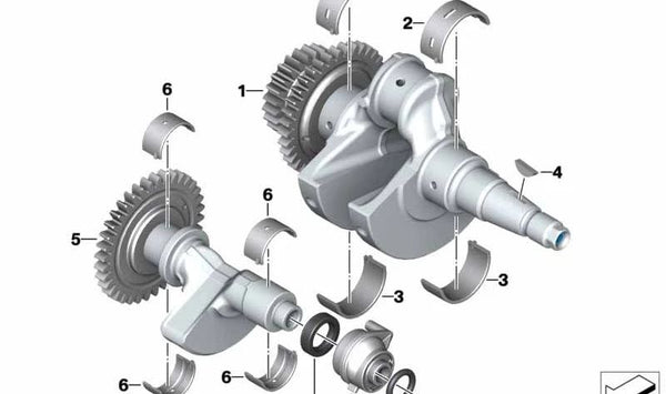 Cigüeñal OEM 11219829397 para BMW Motorrad G 310 R (GK03), G 310 GS (GK02) y G 310 RR (GK01). Compatible con modelos desde 2016 hasta 2026. Original BMW Motorrad.