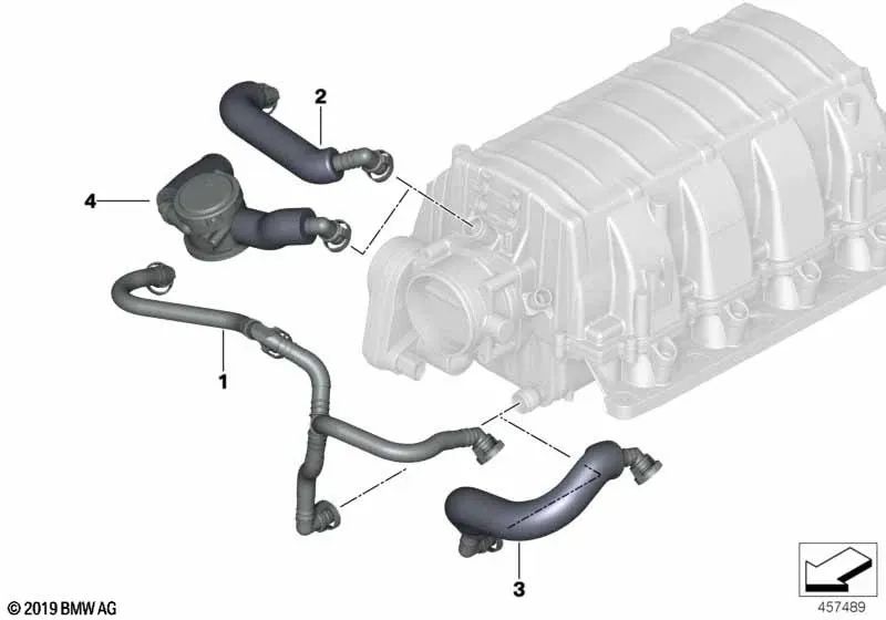 Conduzione di ventilazione con valvola regolatoria di pressione per BMW 5 E60 Series, E61, 6 E63, E64, 7 E65 Series, E66, X5 E53 (OEM 11617563476). BMW originale