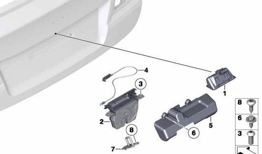 Desbloqueo de emergencia maletero OEM 51242990137 para BMW X1 E84 (modelos sDrive16d, sDrive16i, sDrive18d, xDrive28i). Pieza original BMW.