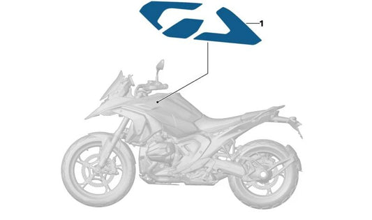 Decoración revestimiento lateral derecho OEM 51145A6F842 para motos BMW R 1300 GS (K81). Original BMW Motorrad.