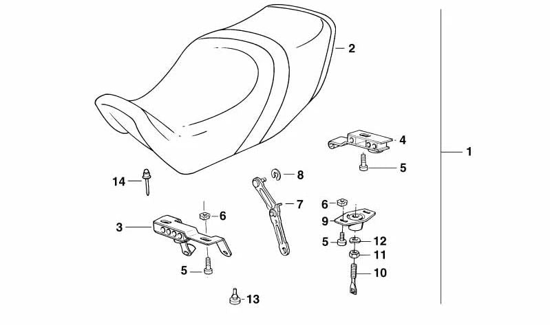 Chapa de sujeción OEM 07129934319 para BMW Motorrad {114,1502,1602,2000,2002 en variantes como ST, Touring, etc.}. Pieza original BMW Motorrad. Ideal para fijaciones específicas como tanque, asiento y carenado.