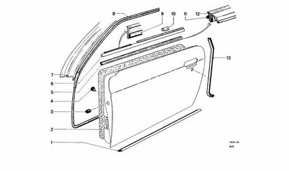 Goma de estanqueidad OEM 51211813195 para BMW E30. Original BMW.