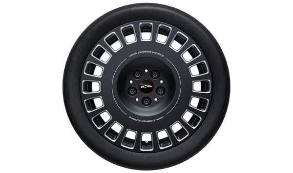 Juego de llantas completas JCW Rallye Spoke 992 18" OEM 36115B30818 para MINI J01 (Cooper E, SE, JCW) desde 11/2023. Original MINI con neumáticos verano Hankook montados y equilibrados.