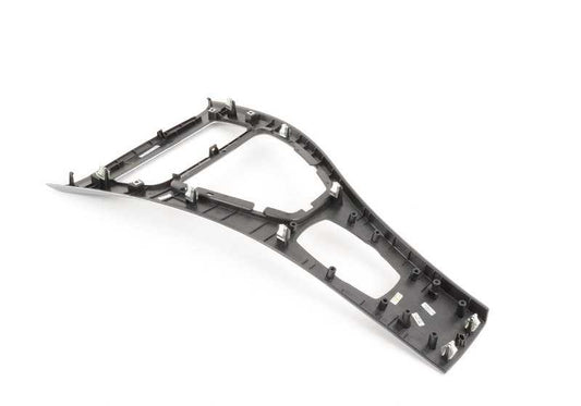 Moldura consola central aluminio OEM 51167898999 para BMW E90, E91, E92. Color plata glaciar (glaciersilber). Original BMW.