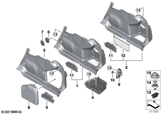 Red de compartimento derecho para BMW G22, G82 (OEM 51475A14332). Original BMW