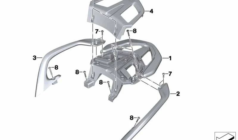 Manzo bianco-alu 3 OEM 46548548024 per motociclette BMW R 1200 RT, R 1250 RT (K52). BMW MOTORAD originale.