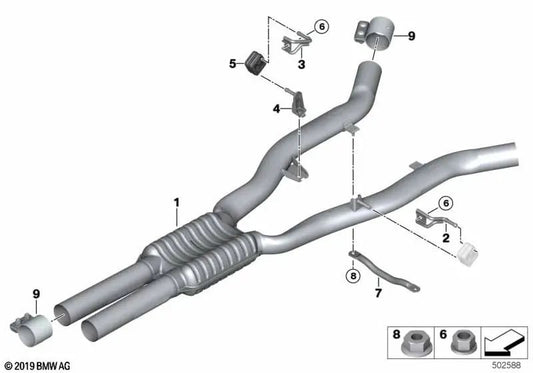 Intermediate Muffler for BMW F06, F12, F13 (OEM 18307646960). Genuine BMW