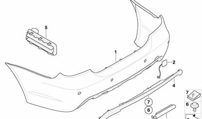 Burumper posteriore per stampa OM 51127897222 per BMW 5 {E60, E60N}. BMW originale BMW.