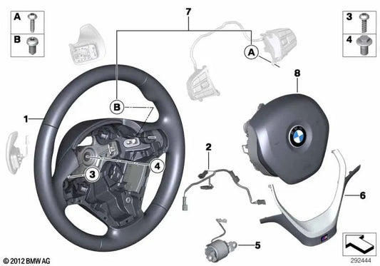 Ledersportlenkrad mit Zahnradhebel für BMW F20, F21, F22, F23, F30, F31, F34, F32, F33, F36 (OEM 32306878253). Original BMW