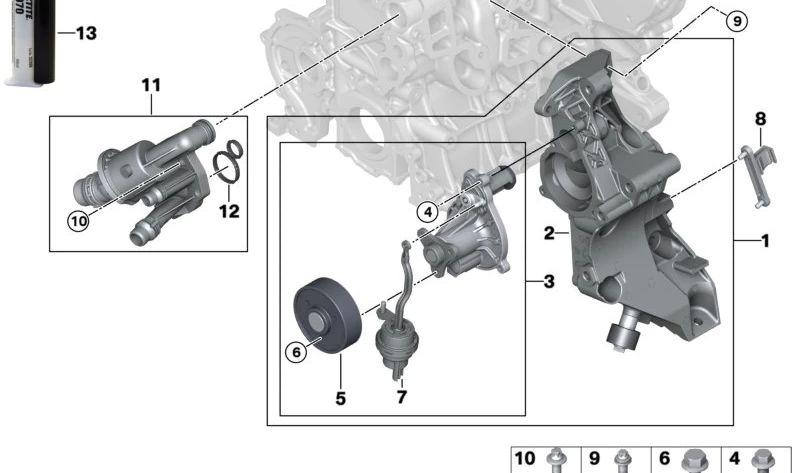 Soporte bomba de agua (Träger Kühlmittelpumpe) OEM 11518595645 para BMW F20, F21, original BMW.