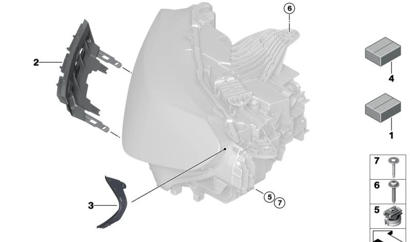 Soporte derecho de faro delantero OEM 63115A431A6 para BMW Serie 2 U06 (216i, 218d, 218i, 220d). Compatible con todos los modelos indicados. Pieza original BMW.