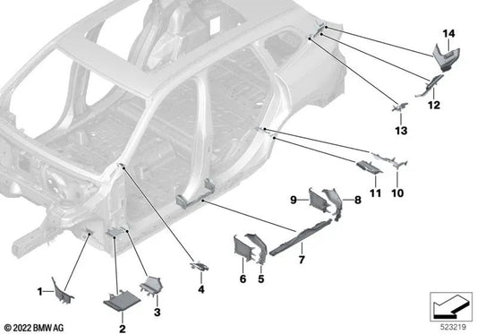 Pieno di ingresso esterno posteriore sinistro per BMW U11, U12 (OEM 41009479363). BMW originale