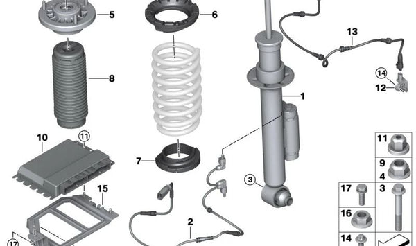 Cojinete de apoyo trasero OEM 33506866273 para BMW G14, G15. Original BMW.