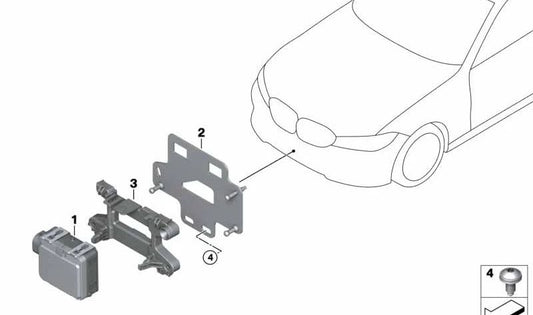 Soporte frontal para sensor de radar OEM 66315A3DF23 para BMW G20. Pieza original BMW.