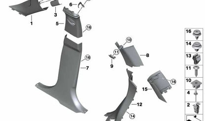 Paramento columna D derecha OEM 51437413804 para MINI Countryman F60, F60 LCI. Original MINI.