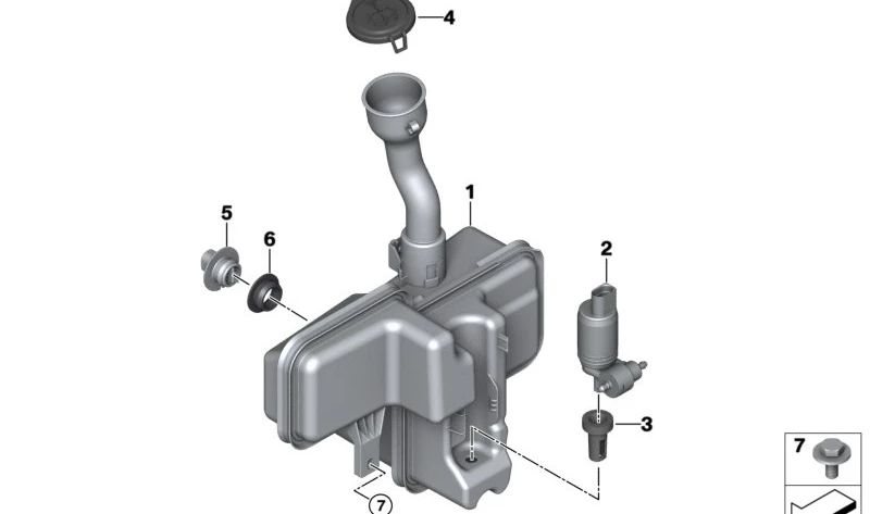 Depósito de líquido limpiaparabrisas OEM 61667381592 para BMW i3 (I01). Original BMW.