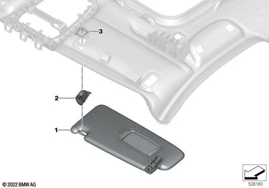 Parasolbeitrag für BMW 2 U06 -Serie, Serie 3 G20, G20N, G28N, 5 G30N -Serie, G30N, G31, G31N, G38, G38N, Serie 6 G32, G32N, Serie 8 G15, G16, X1 U11, U12, X6 G06 () OEM 51167465198). Original BMW.