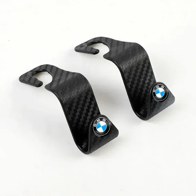 Ganchos portáteis para suporte ao assento da BMW - disponível em preto e carbono