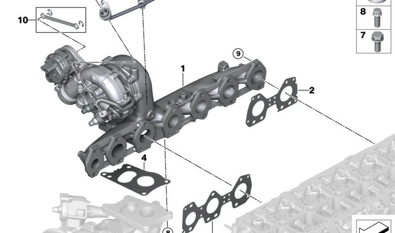Junta colector escape/turbo OEM 11657100948 para BMW X5 G05, X6 G06, X7 G07. Original BMW.