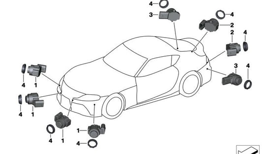 Sensor de aparcamiento ultrasónico color azul Misano OEM 66207927819 para BMW F44, F40, G20, G21, G22, G23, G26, G30, G31, G11, G12, G15, G16, G32, G01, G02, U06, I20, I01. Original BMW.