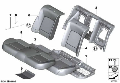 Funda respaldo asiento básico cuero izquierdo OEM 52207317089 para BMW Serie 7 F01, F02, F03, F04 Hybrid... y más. Original BMW.