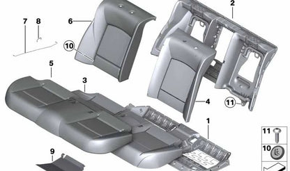 Funda respaldo asiento básico cuero izquierdo OEM 52207317089 para BMW Serie 7 F01, F02, F03, F04 Hybrid... y más. Original BMW.