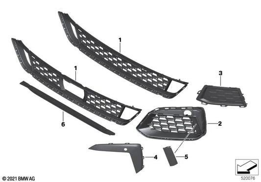 Grille centrale pour BMW G30N, G31N (OEM 51118098664). BMW d'origine