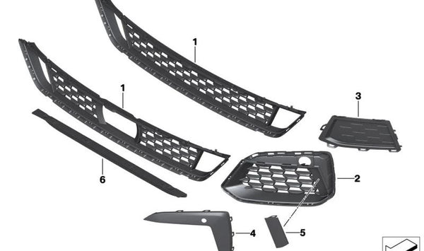 Rejilla tapa derecha OEM 51118098666 para BMW G30, G31. Original BMW.