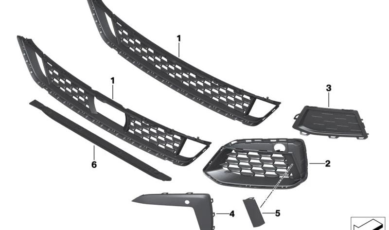 Rechte Zierblende für BMW 5 G30N -Serie, G31N (OEM 51119852172). Original BMW