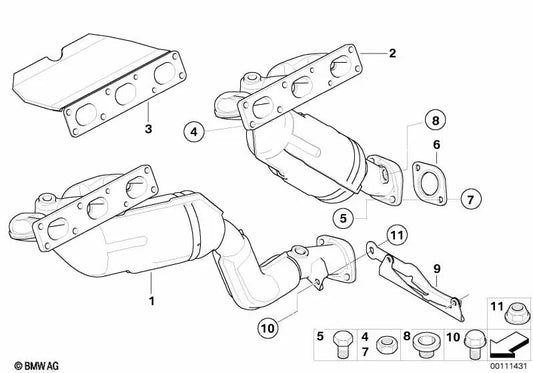 Soporte de tubo de escape para BMW Z4 E85 (OEM 18207521196). Original BMW.